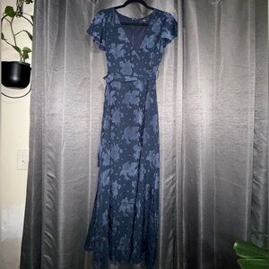 size S lulus Adorable Aura Navy Blue Floral Burnout maxi Dress